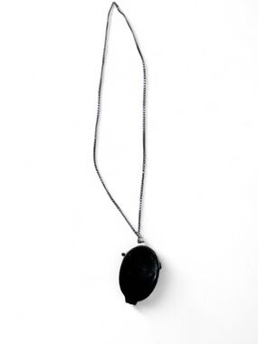 Black Oval Onyx Pendant Necklace with sterling silver